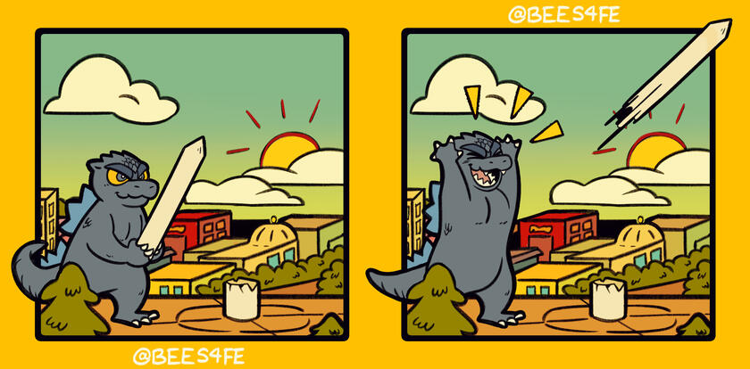 2 Panel Comic: Godzilla
